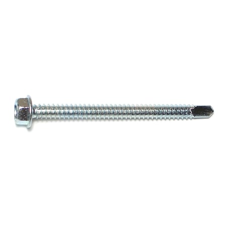 Midwest Fastener Self-Drilling Screw, #14 x 3 in, Zinc Plated Steel Hex Head Hex Drive, 10 PK 36066